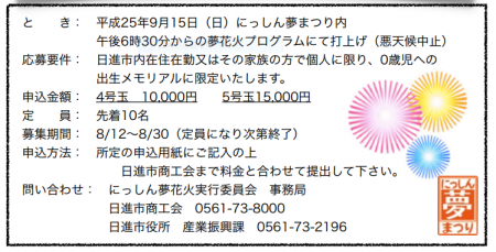 にっしん夢花火 ハッピーモリアル花火