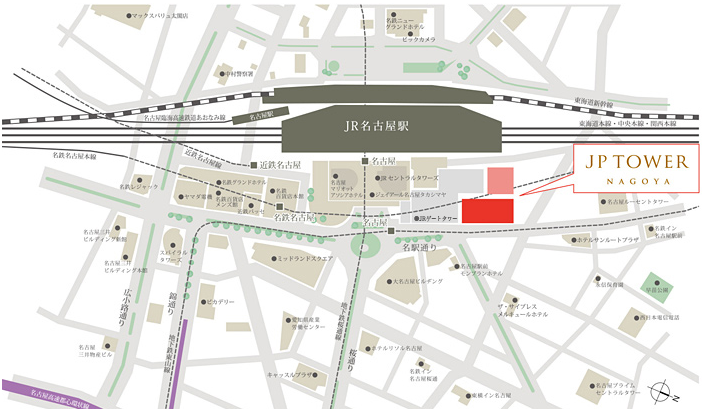 JPタワー名古屋駐車場の地図
