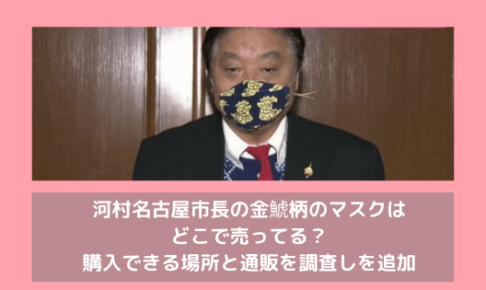 河村名古屋市長の金鯱柄のマスクはどこで売ってる？購入できる場所と通販を調査